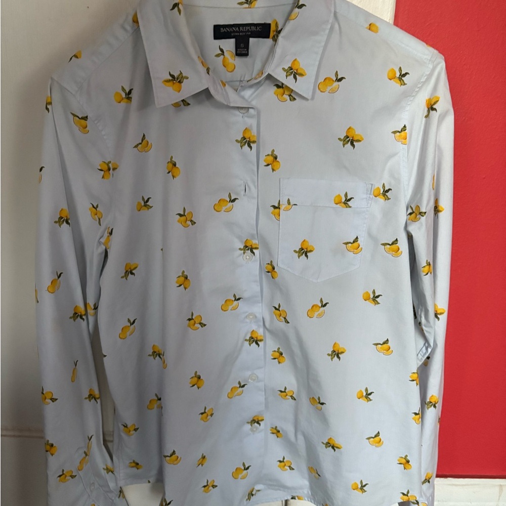 Banana Republic Light Blue with Lemons Button Down Shirt